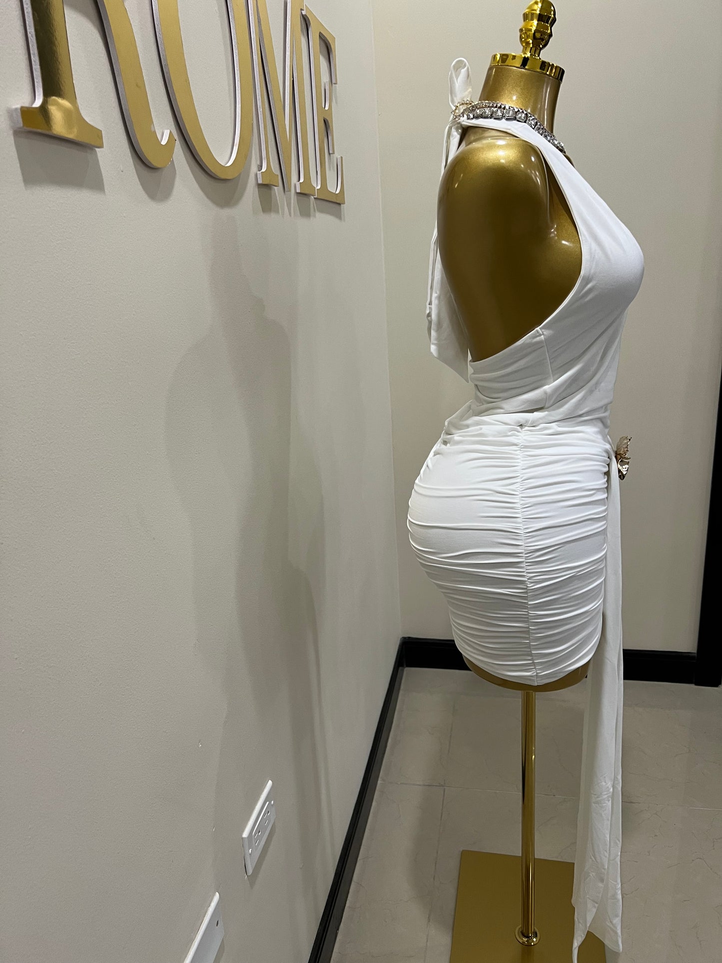 Nara Petal Short Dress (White)