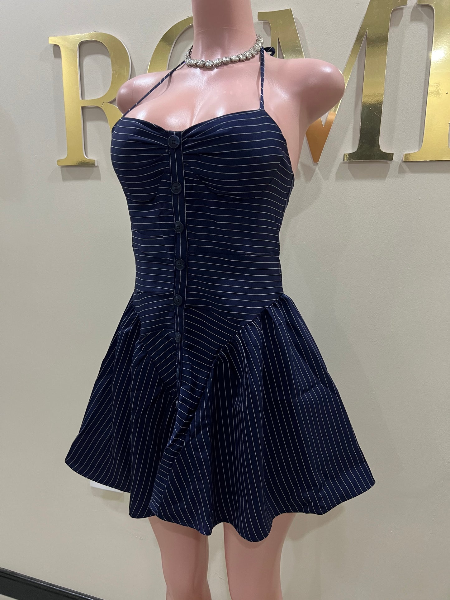 Pinstripe Diana Dress (Blue)