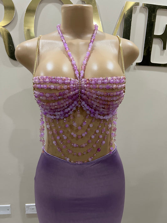 Priya Beaded Top Only (Purple)