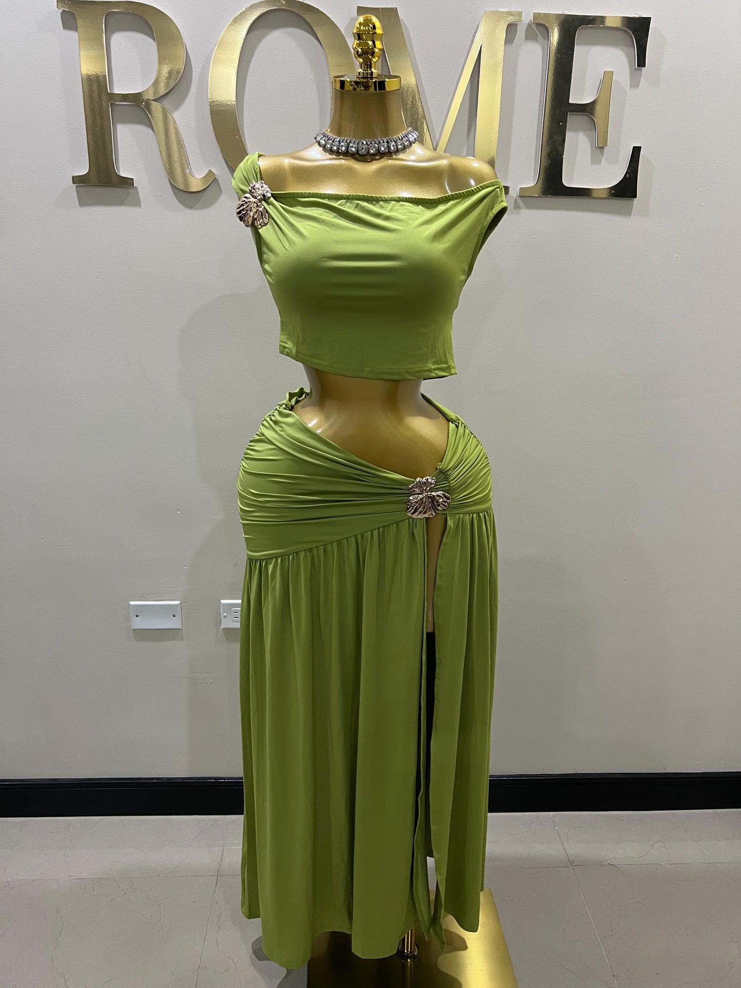 Nara Petal 2 Pcs Skirt Set (Green)