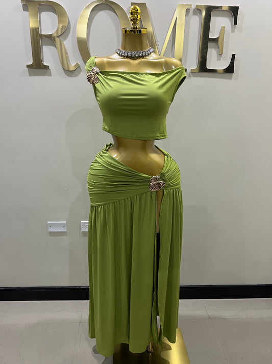Nara Petal 2 Pcs Skirt Set (Green)