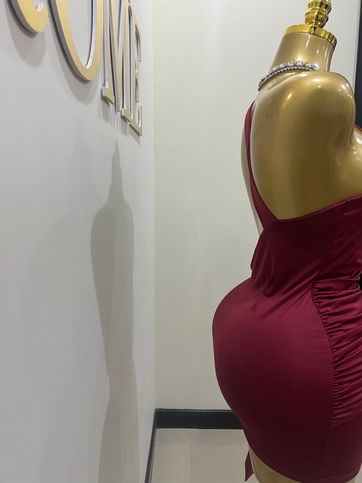 Angle Super Mini Allegra Dress (Burgundy)