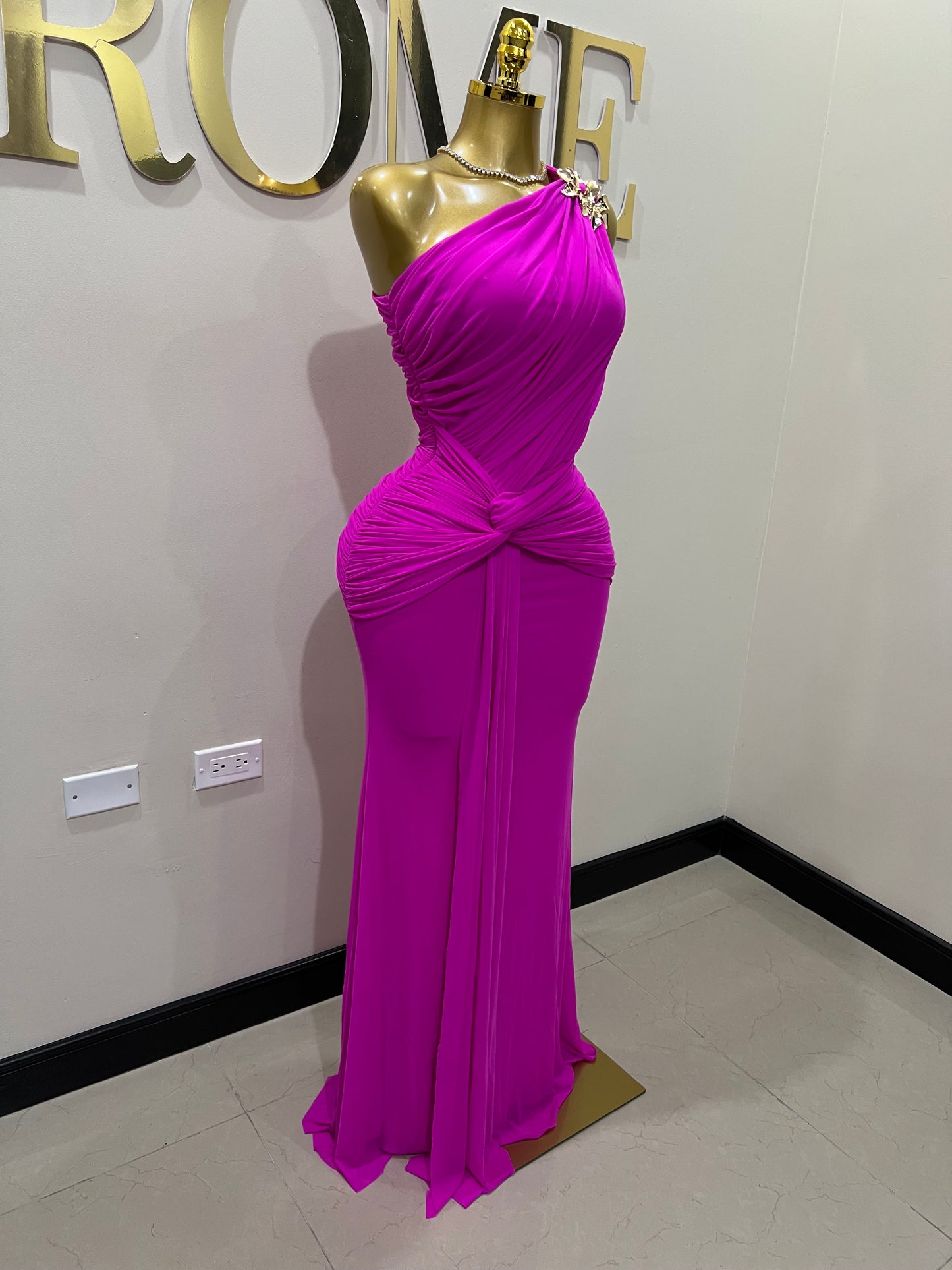 Michelle Petal Grace Dress (Bright Pink)