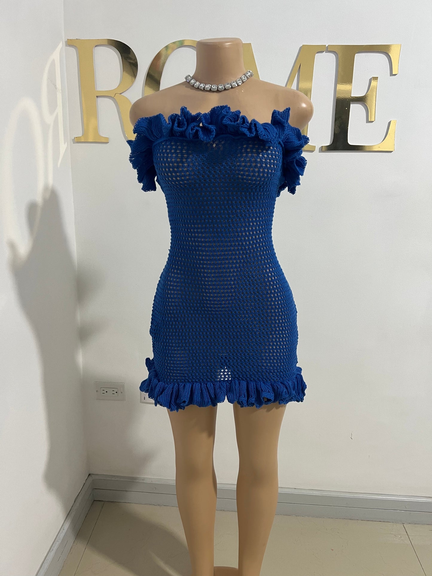 Jenna Crochet Dress (Blue)