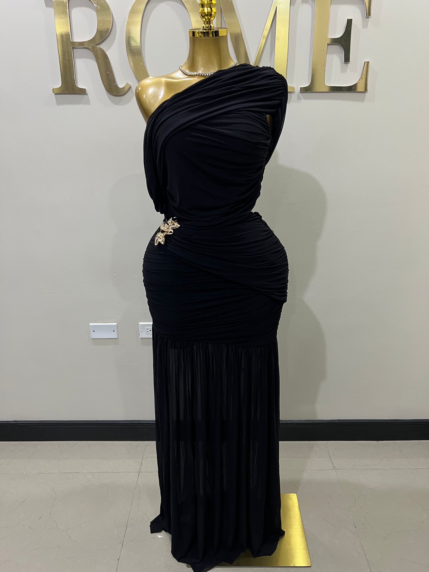 Michelle Lydia Shoulder Dress (Black)