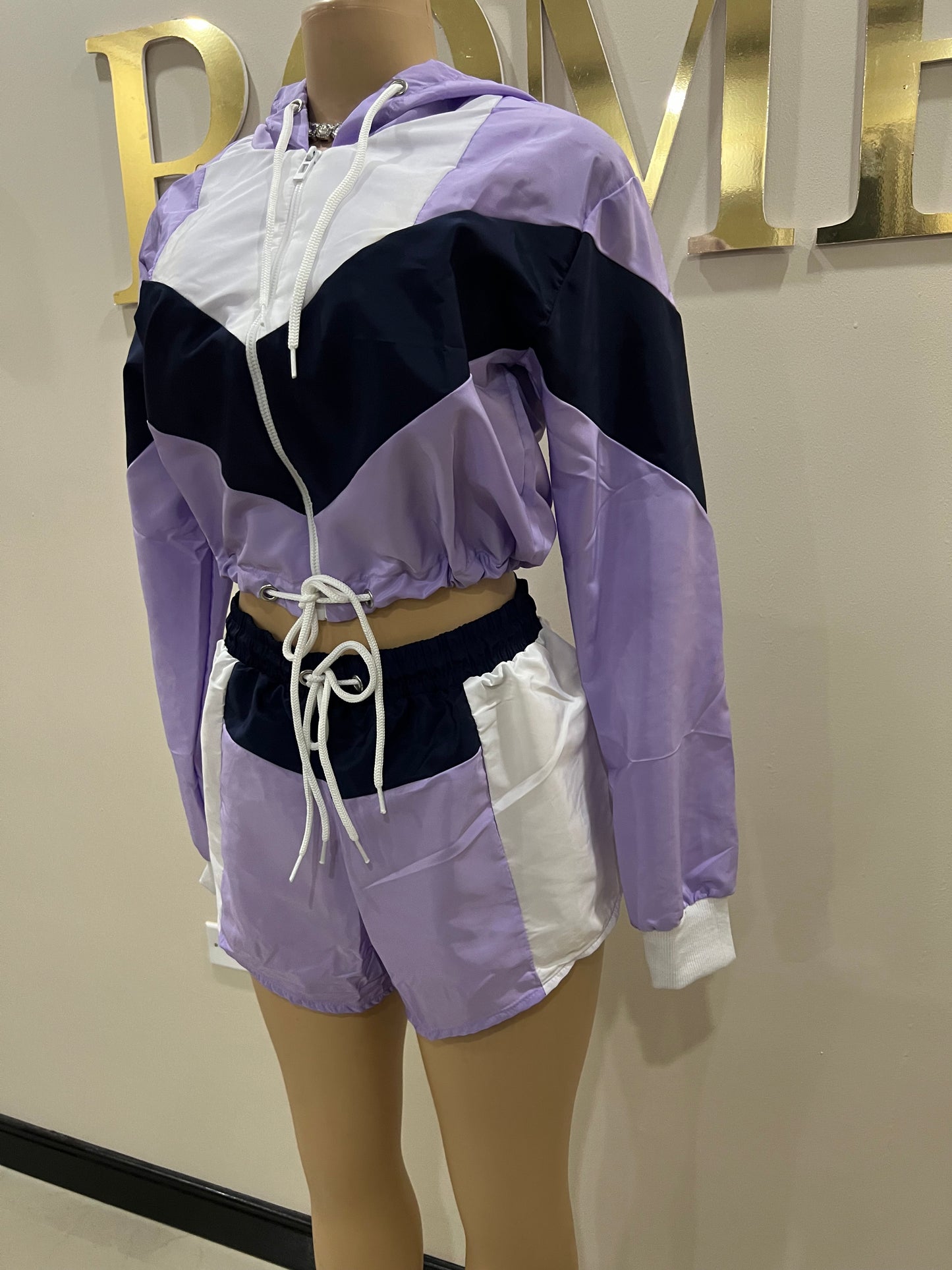 New York Tracksuit Shorts Set (Purple)