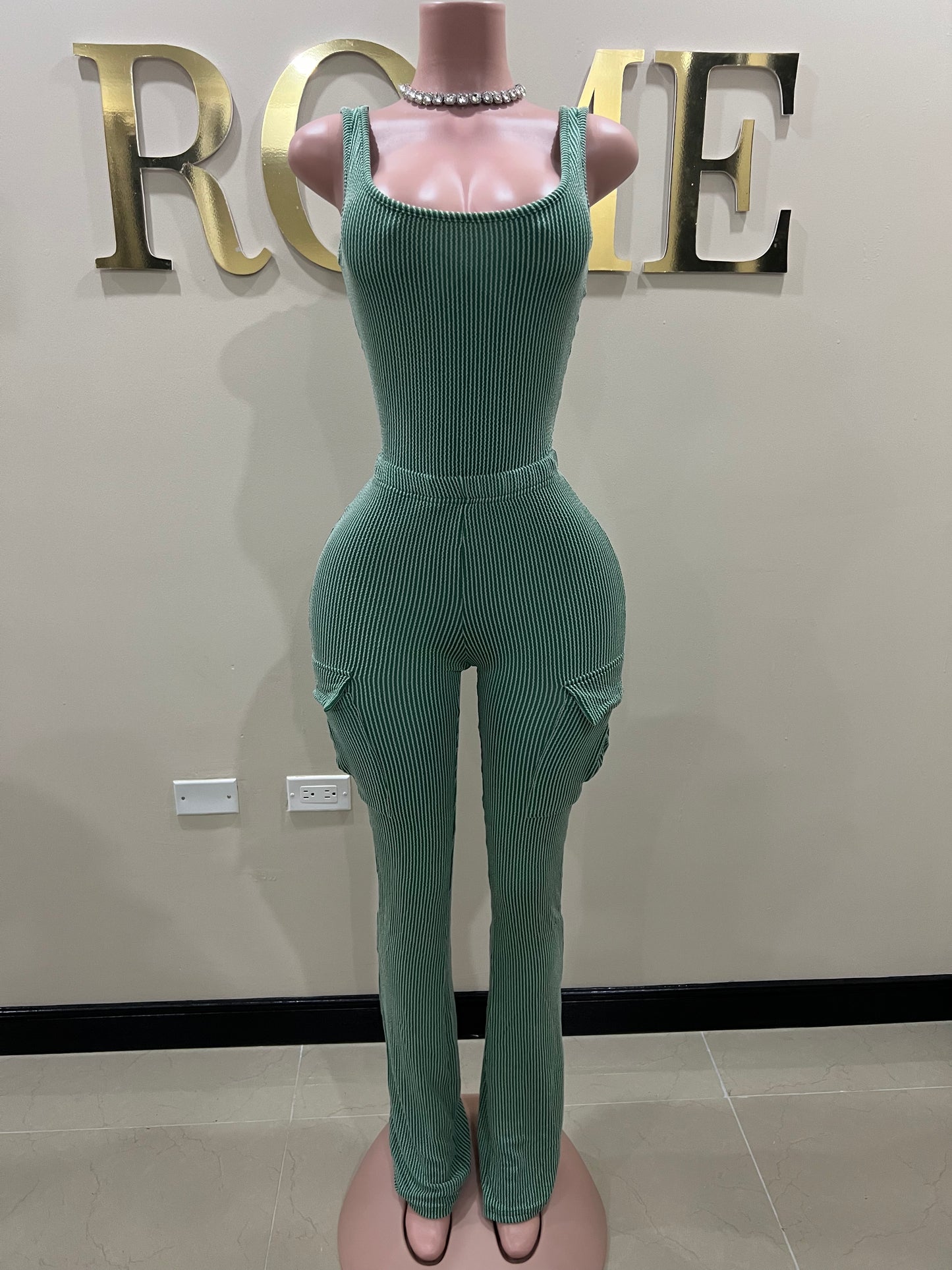 Brianna Bodysuit Pants Set (Green)