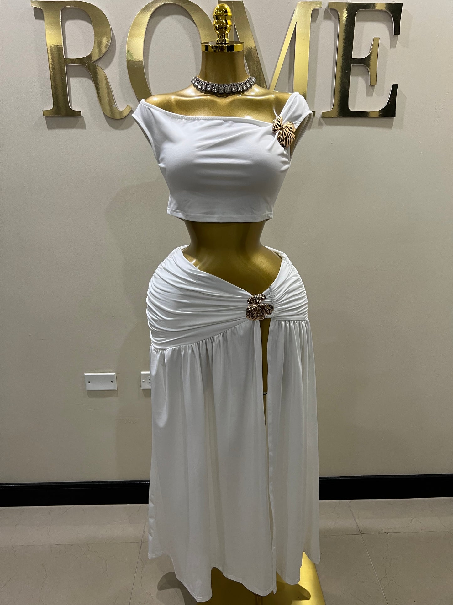 Nara Petal 2 Pcs Skirt Set (White)