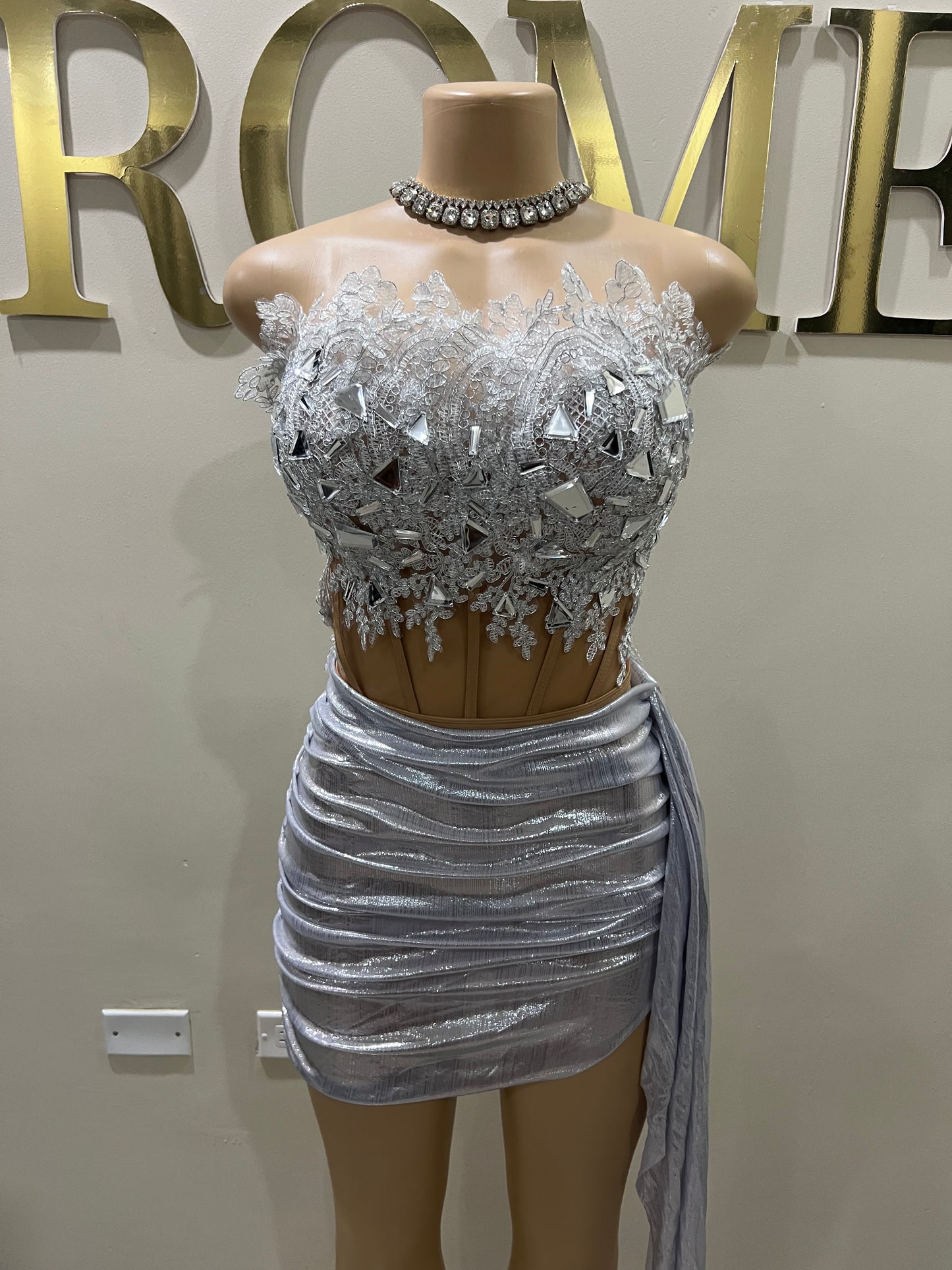 Snow Queen Glacier Mirrors Skirt Set (Silver)