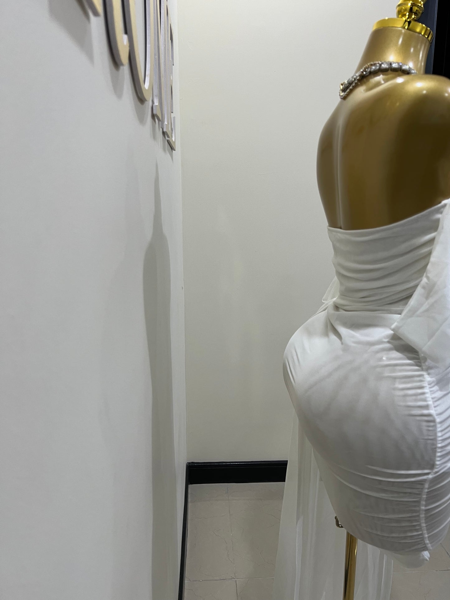 Porsha Allegra Mesh Dress (White)