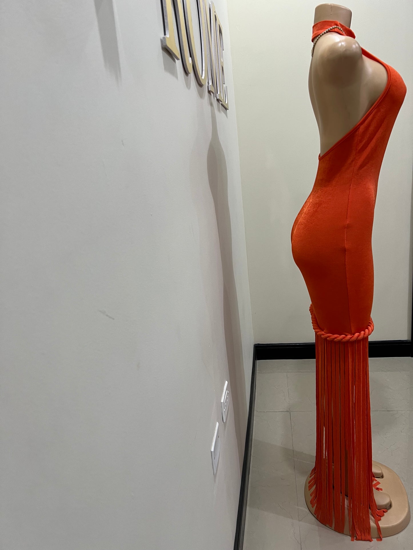 Alice Fringe Rope Dress (Orange)