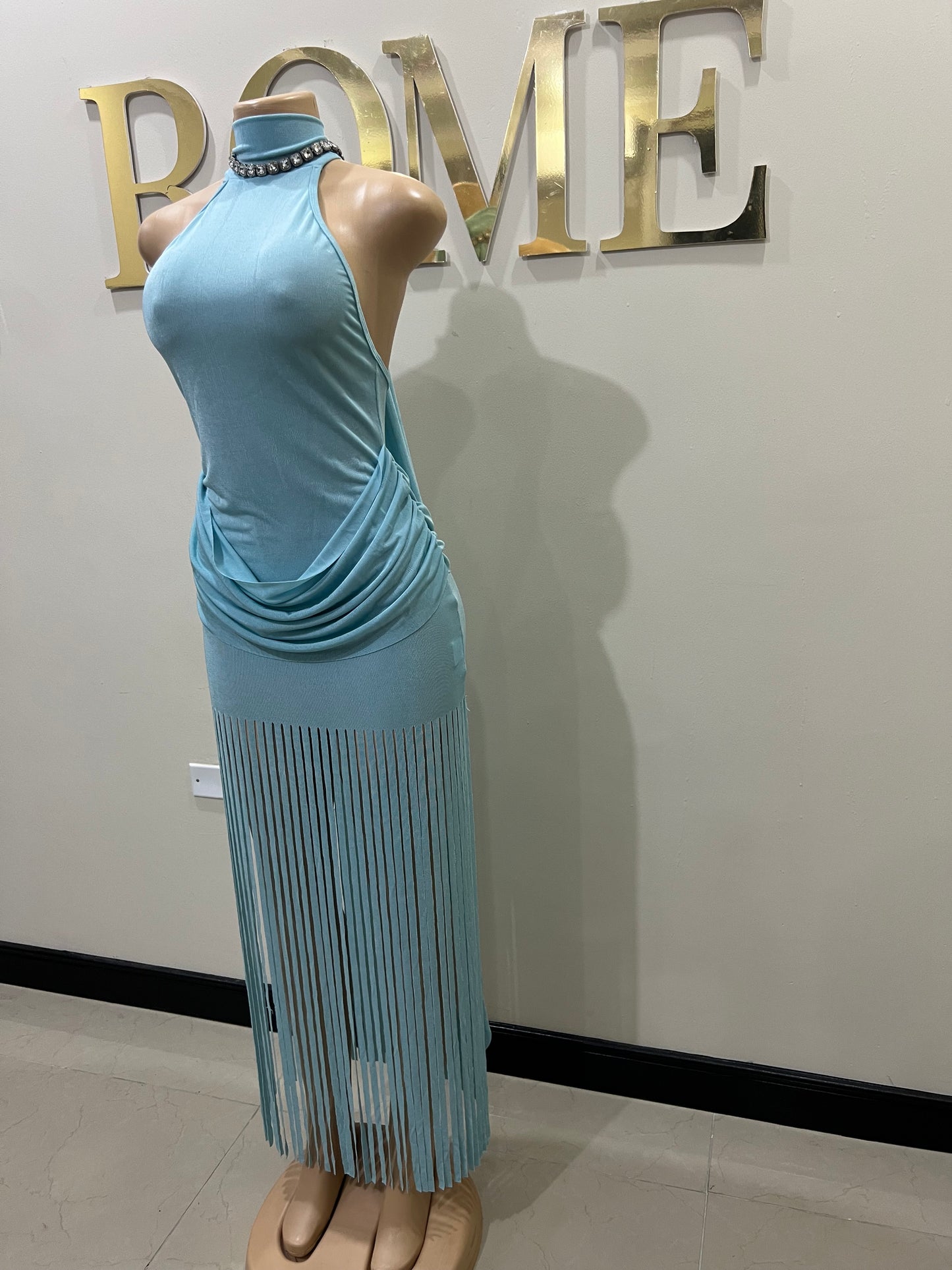 Alice Fringe Dress (Blue)