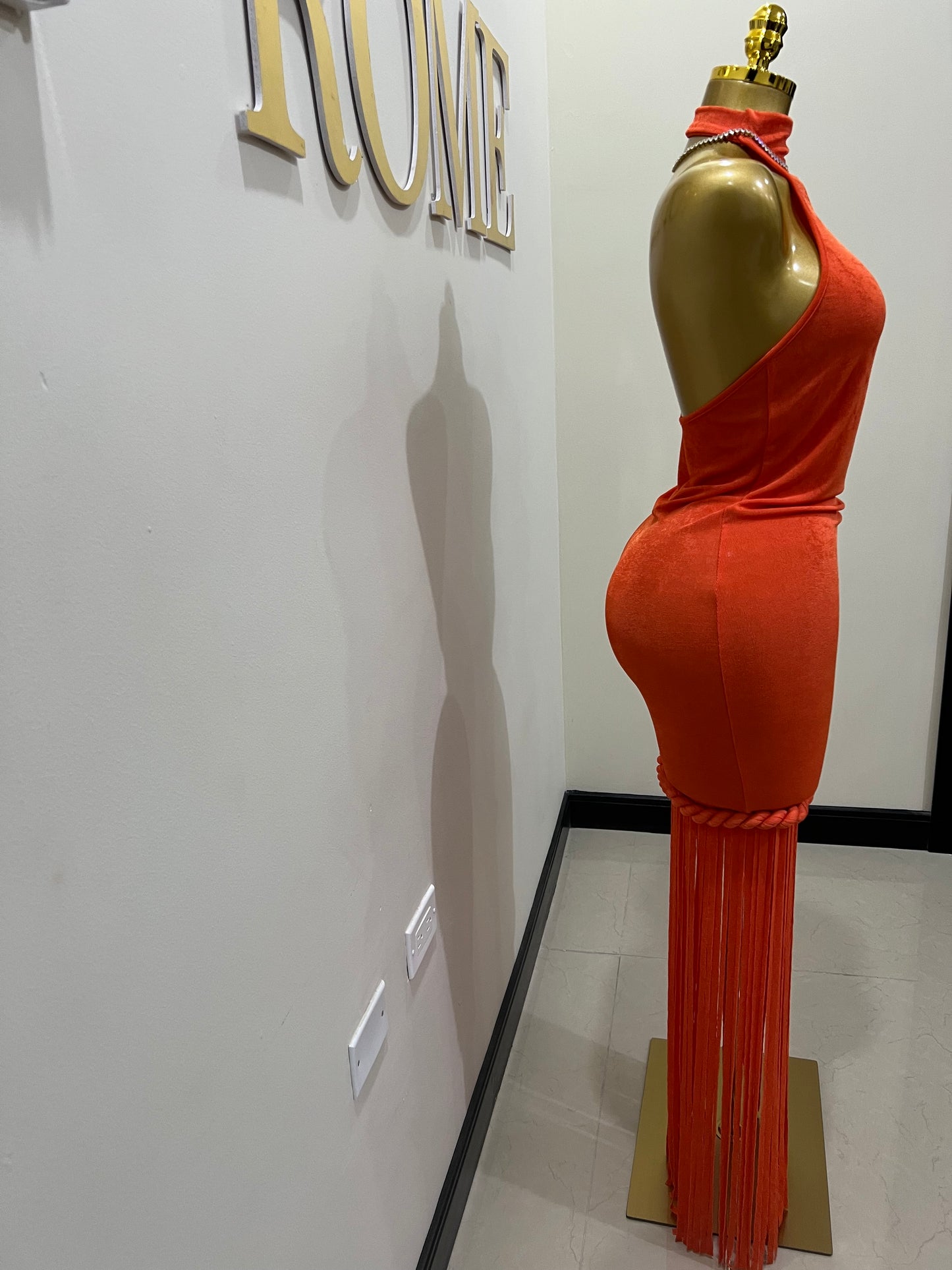 Alice Fringe Rope Dress (Orange)