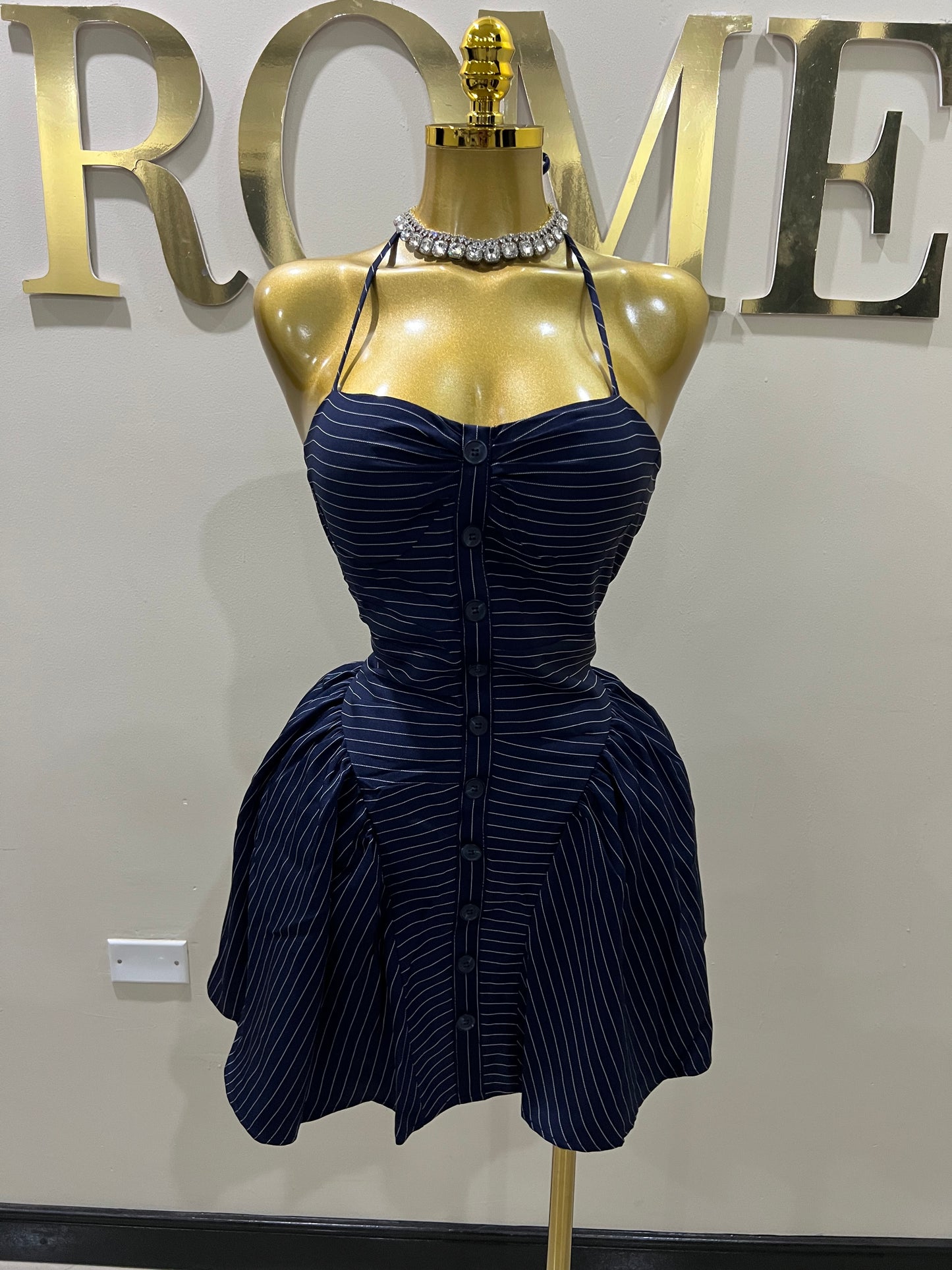 Pinstripe Diana Dress (Blue)