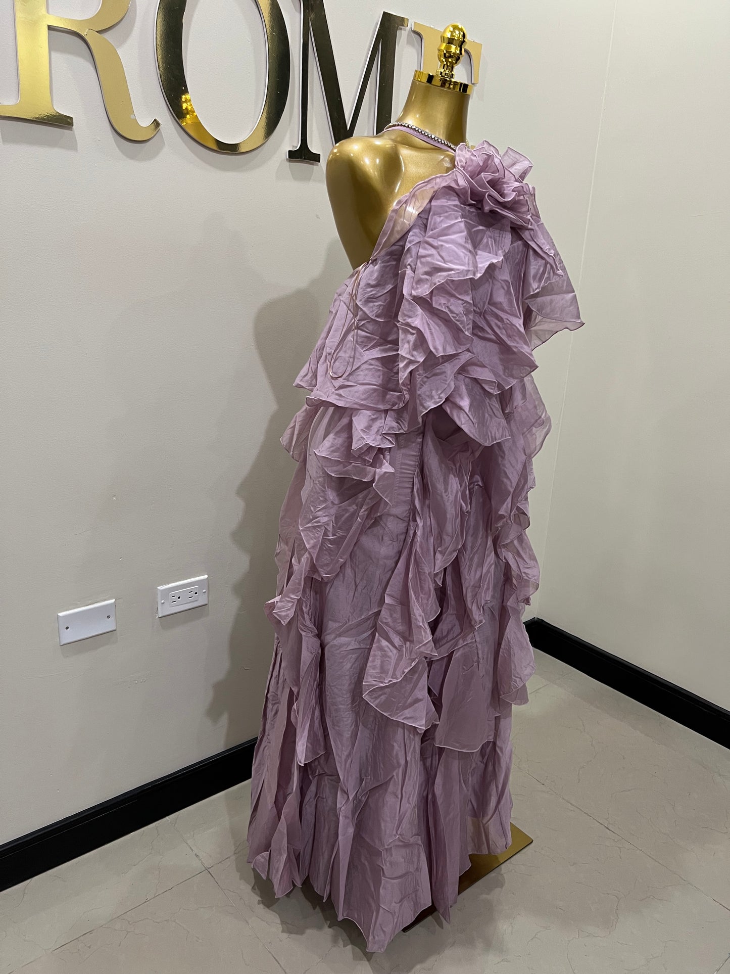 Rumi Chen Ruffle Long Dress (Mauve)