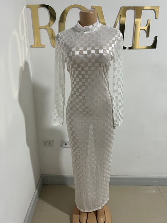 Nia Long Mesh Dress (White)