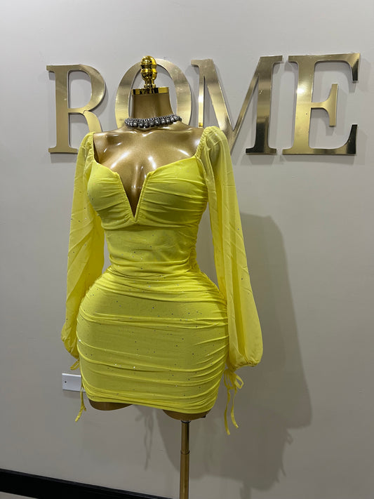 Aubrey Sprinkles Mesh Dress (Yellow)