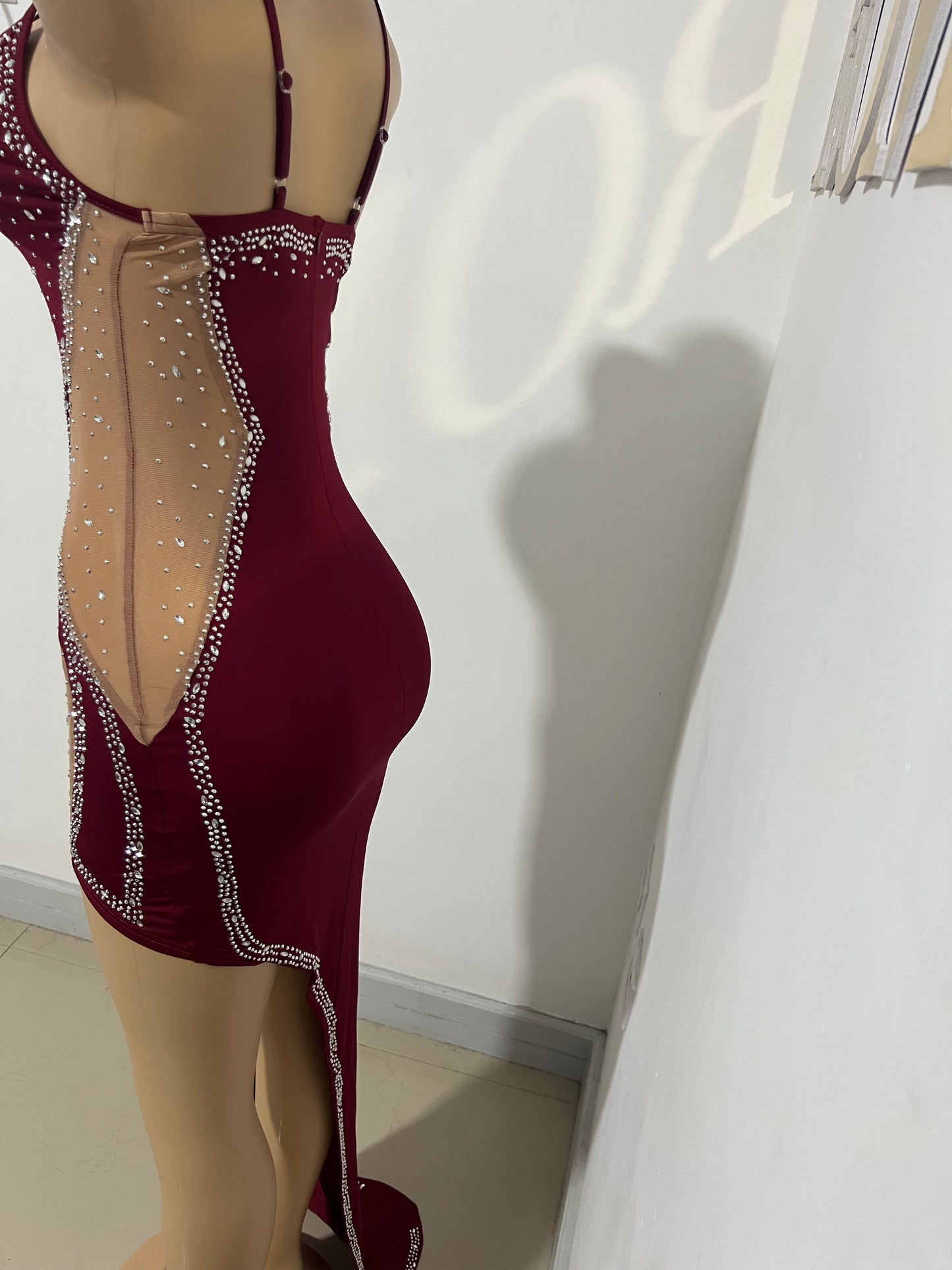 Gaia Crystal Dress (Burgundy)