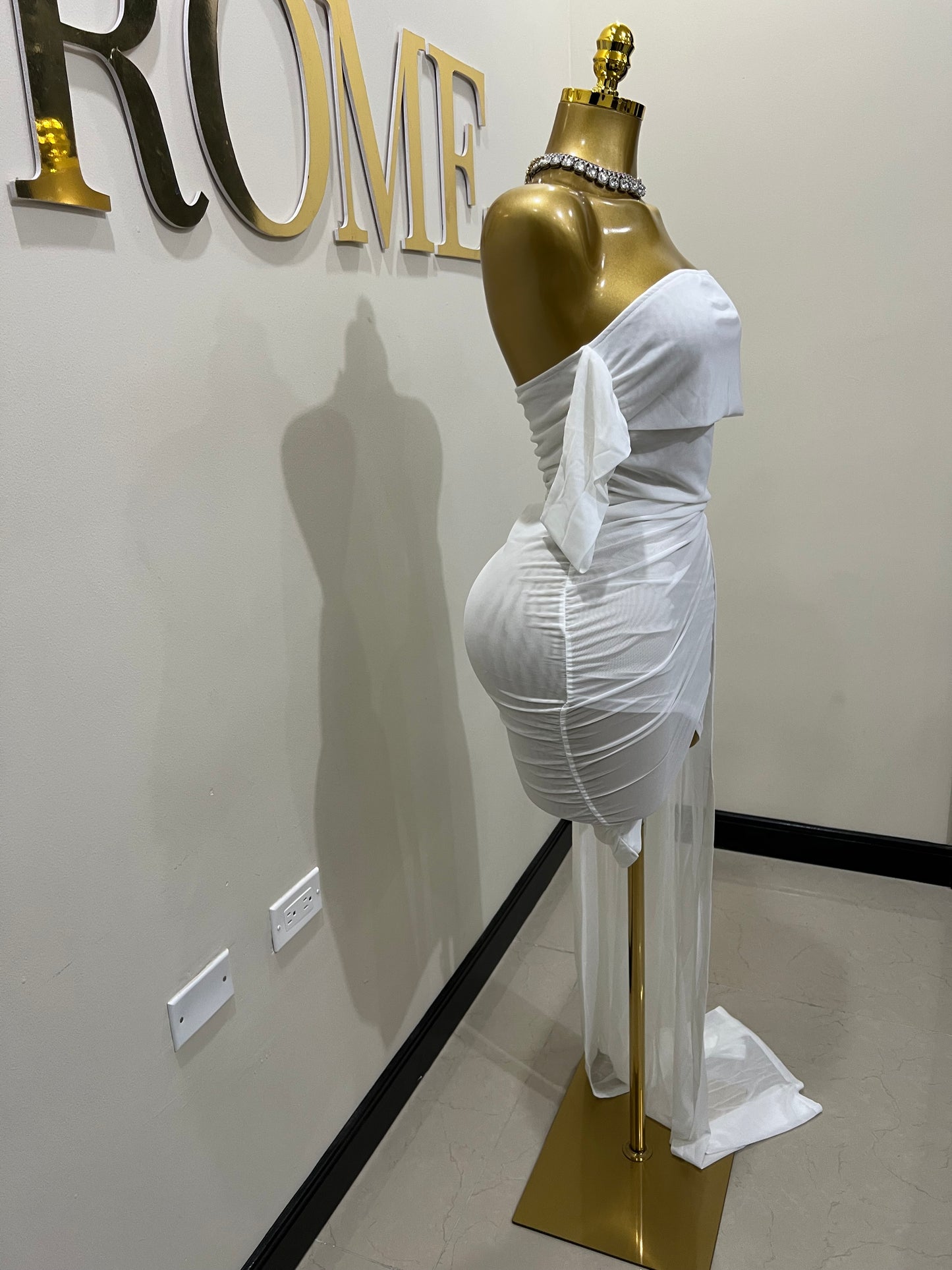 Porsha Allegra Mesh Dress (White)