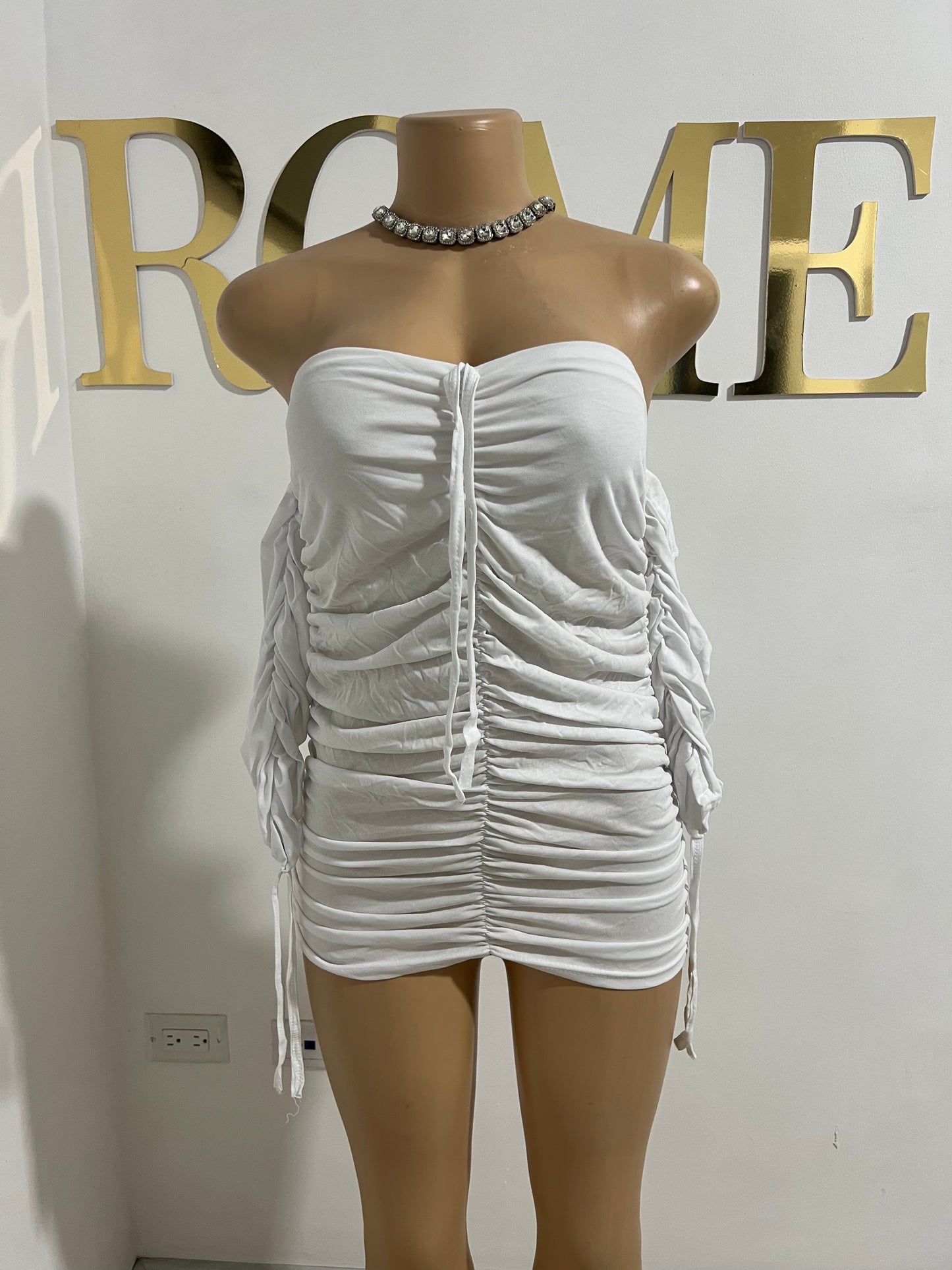 Porsha Super Mini Dress (White)