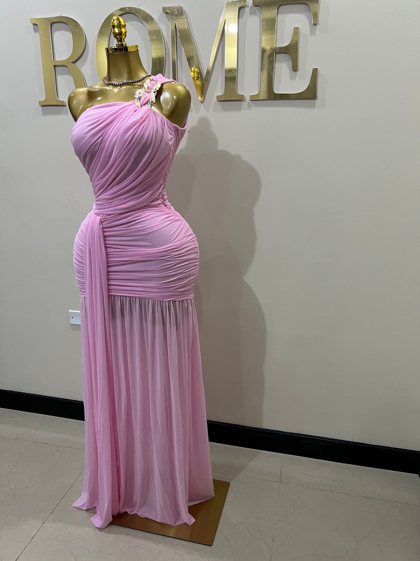 Michelle Grace Chain Dress (Light Pink)