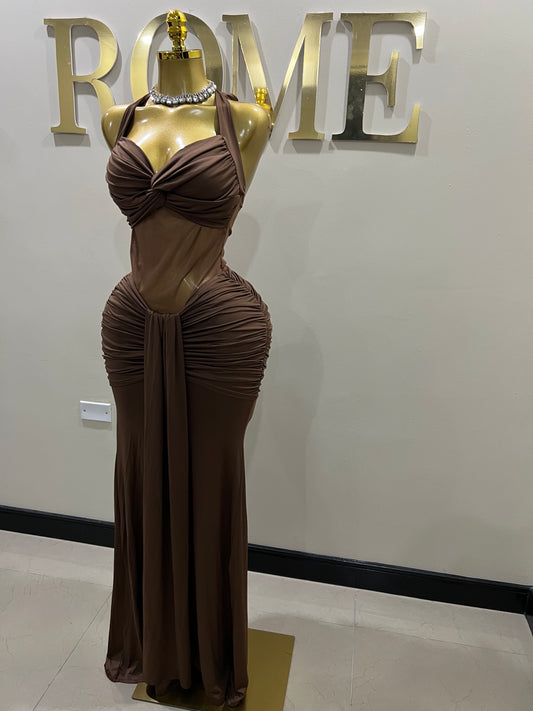 Sweetheart Nara Dress (Brown)