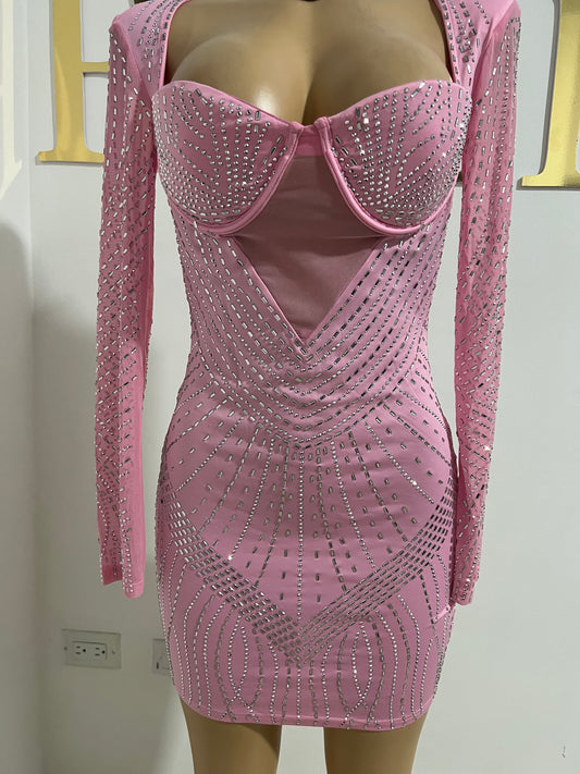 Helix Medusa Crystal Dress (Light-Pink)