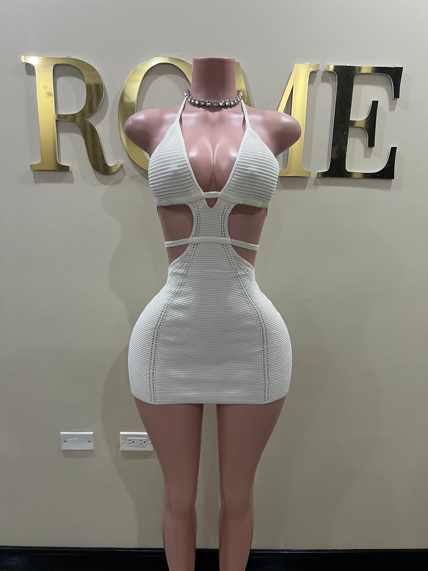 Amber Crochet Dress (Off White)