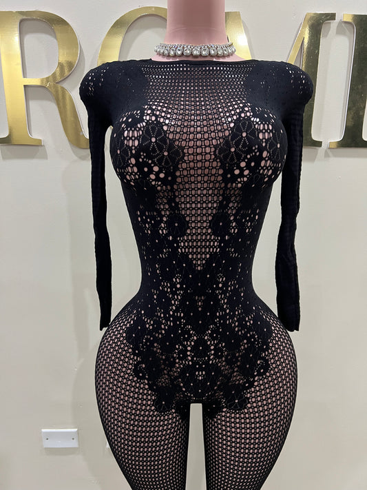 Flower Tights Jumpsuit (Black)