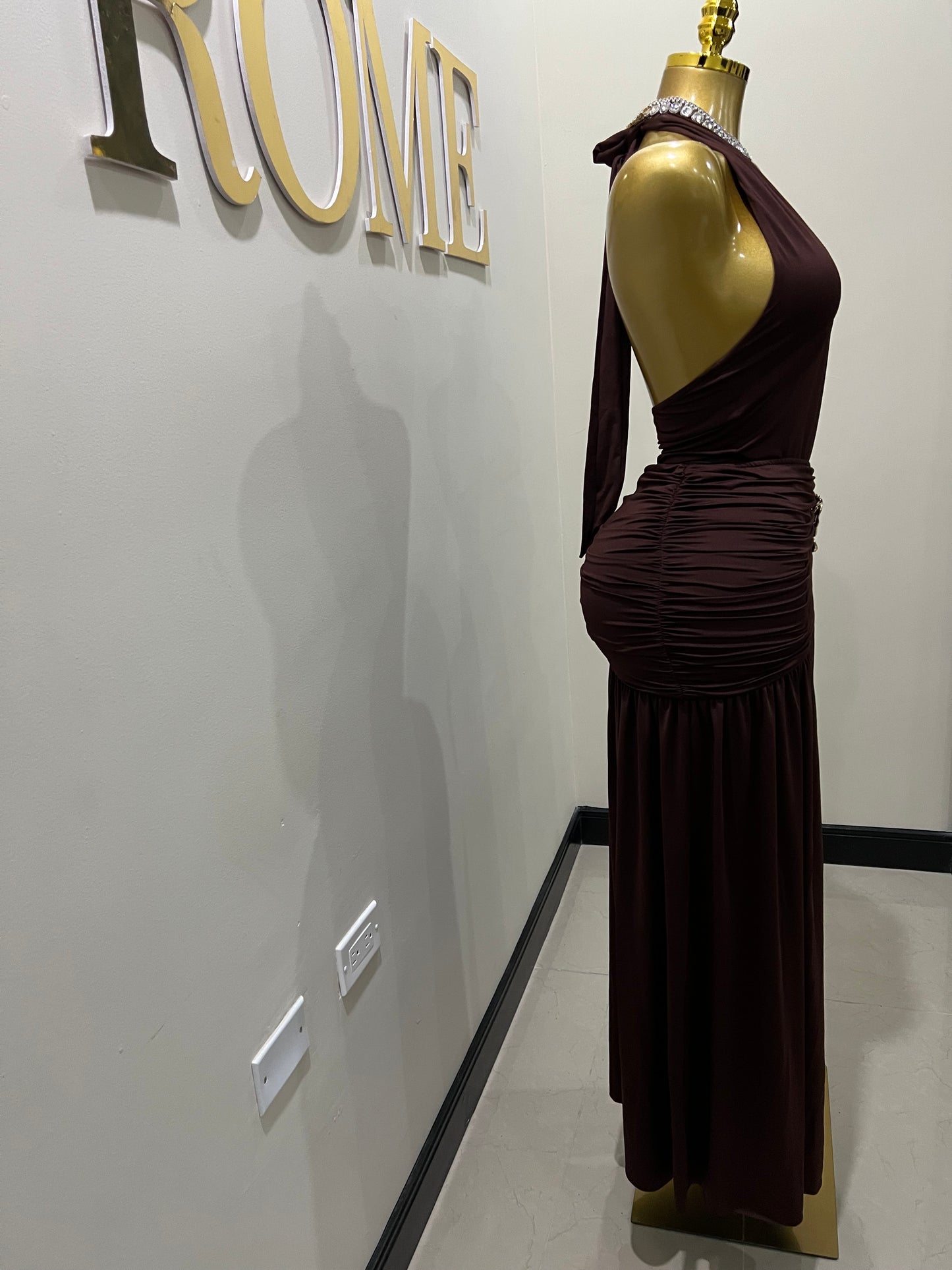 Nara Petal 2 Pcs Bodysuit & Skirt Set (Brown)