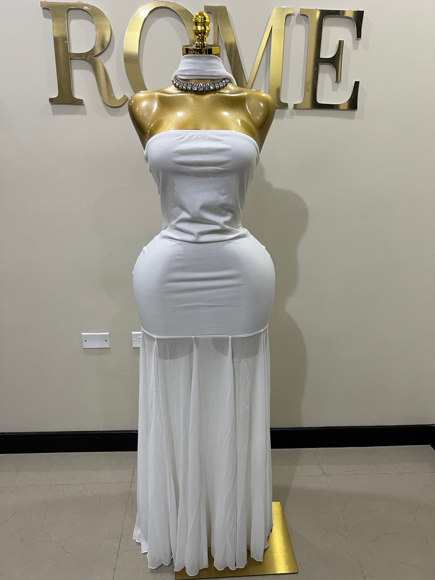 Ms. Shippen Scarf Dress (White)