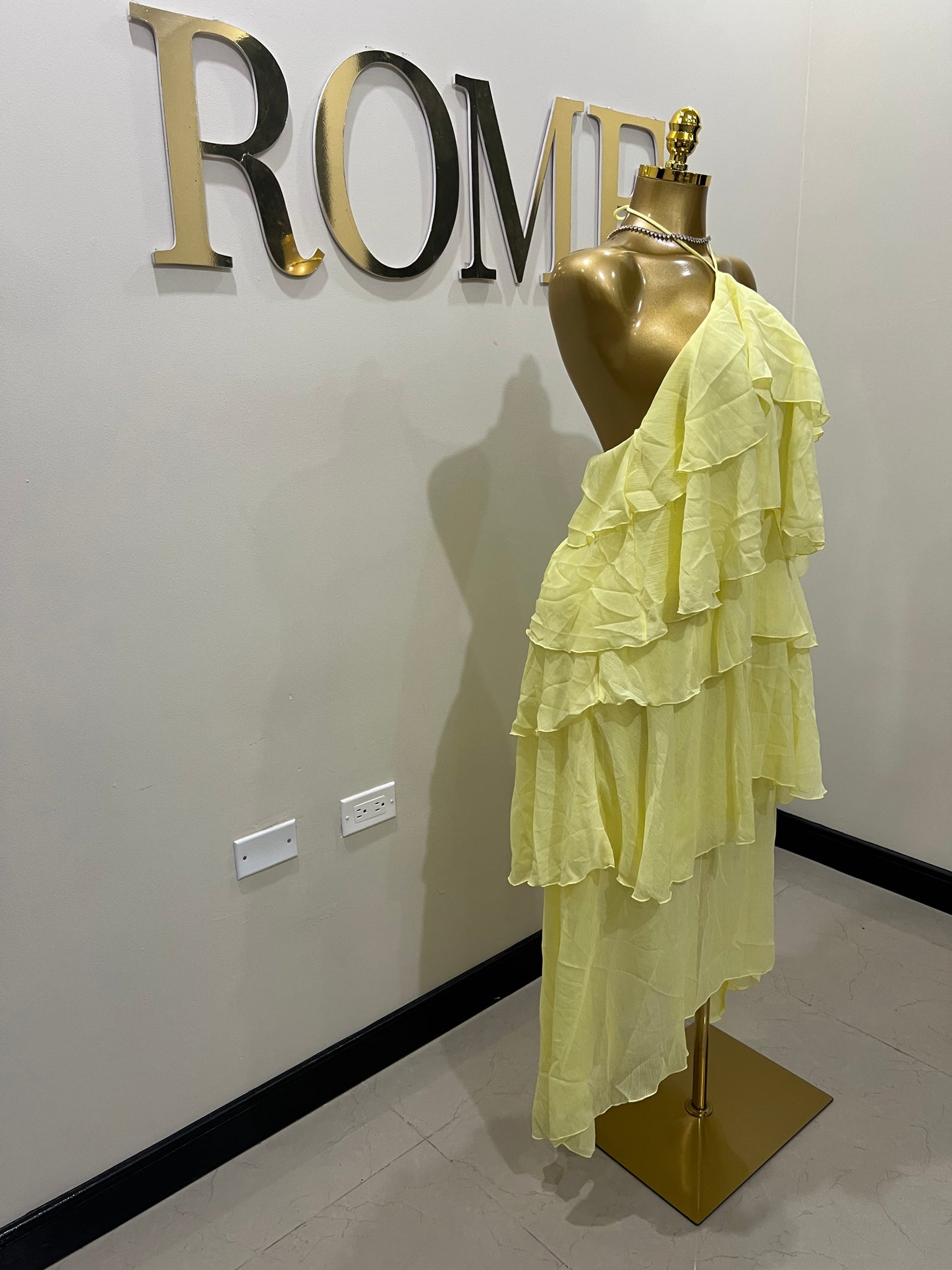 Rumi Ruffle Long Dress (Yellow)