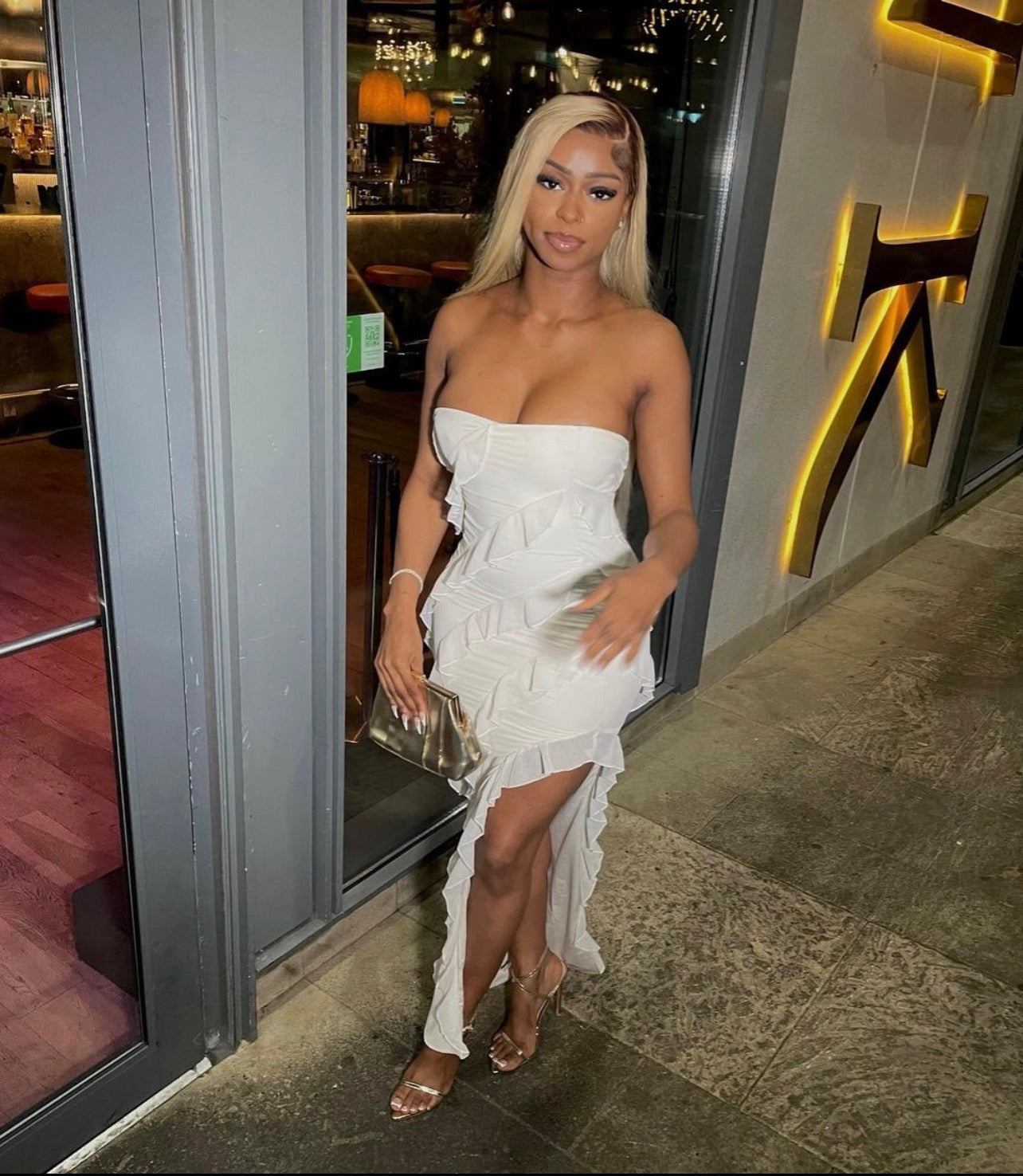 Chelsea Ruffle Dress (White)