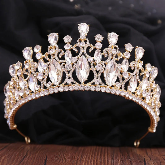 Tina Crystal Tiara Crown (Gold)