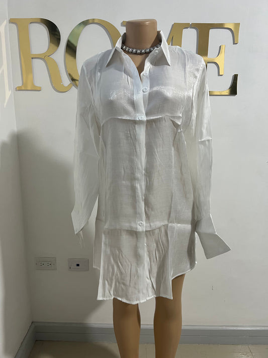 Claire Shirt Dress (White)