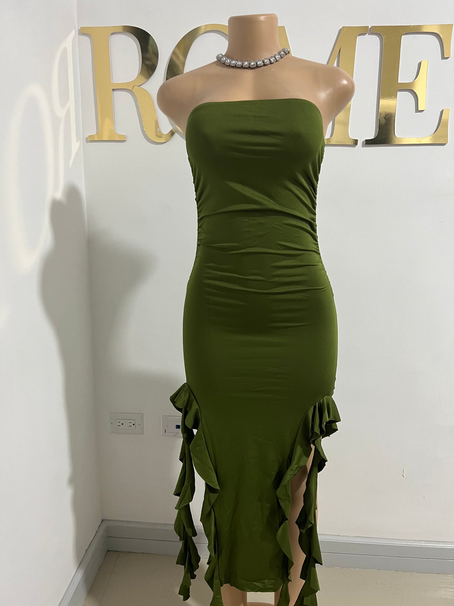 Nia Ruffle Dress (Green)