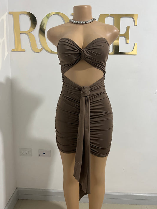 Emily Tie Dress (Brown)