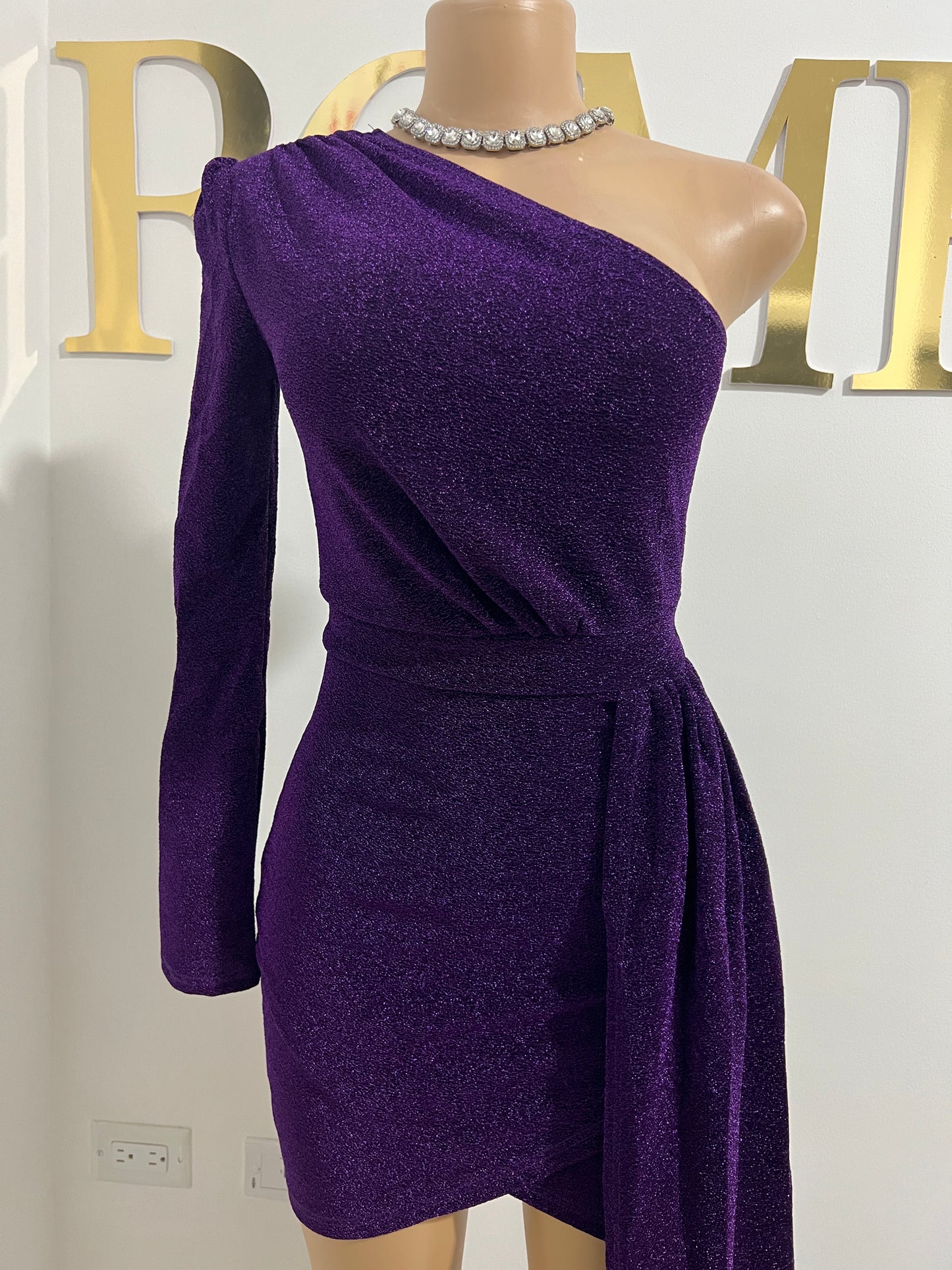 Allegra Elegant Short Dress (Purple)