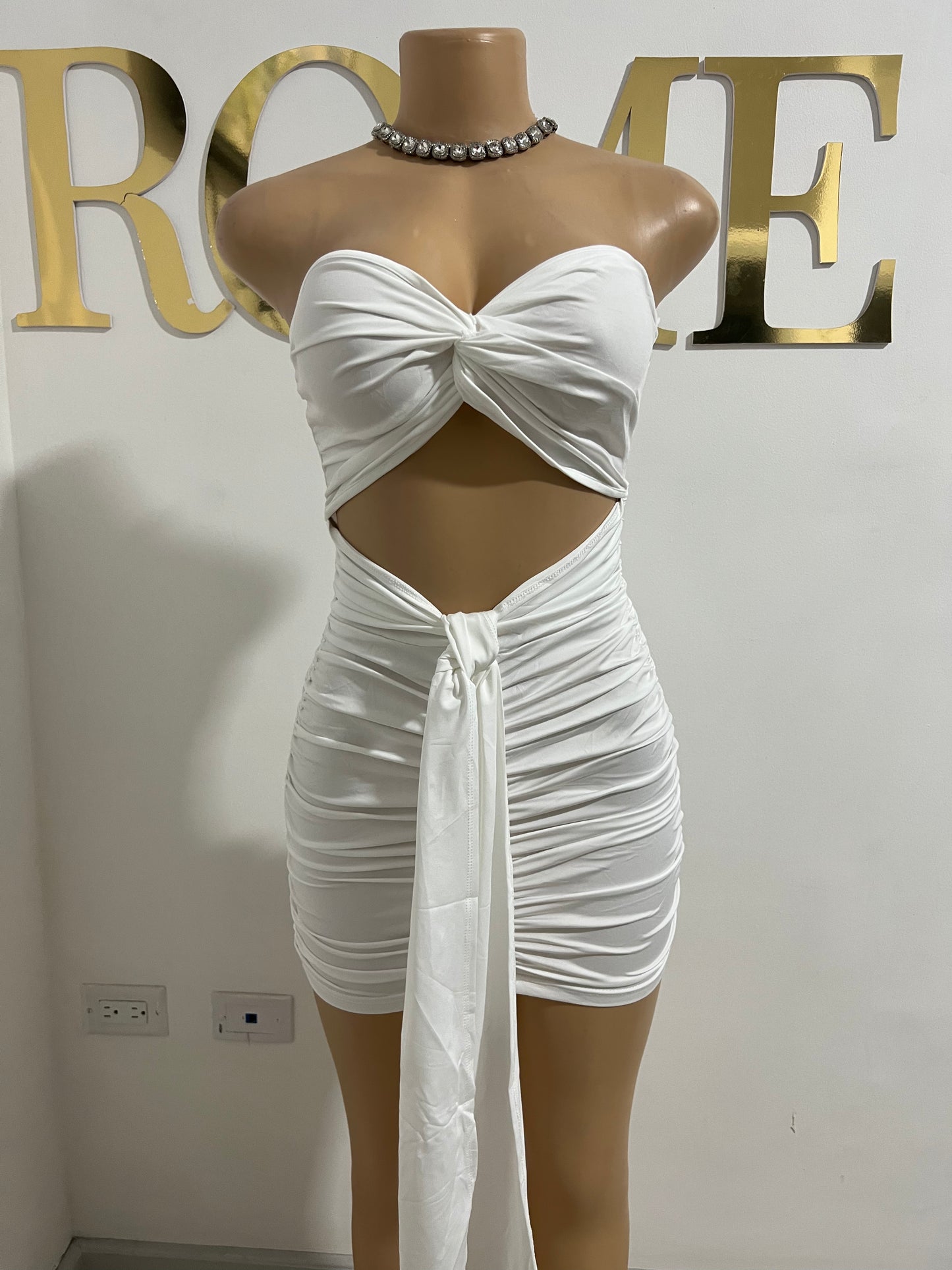 Emily Tie Dress (White)