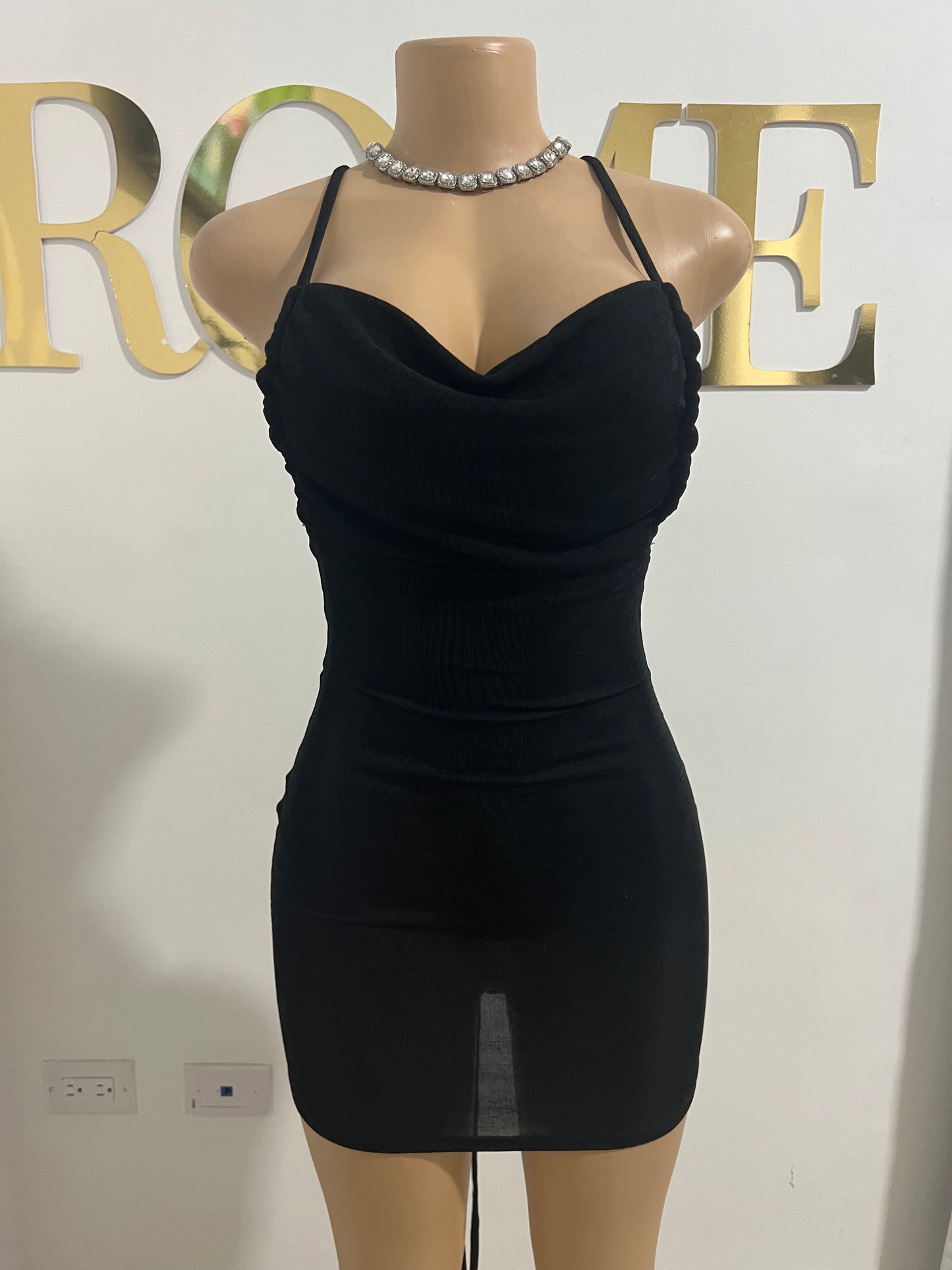 Carey Rouched Mini Dress (Black)
