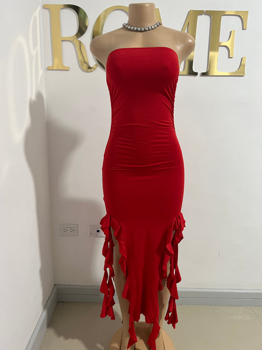 Nia Ruffle Dress (Red)