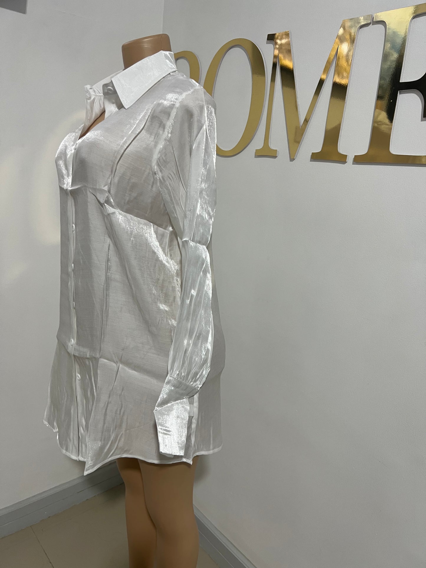 Claire Shirt Dress (White)