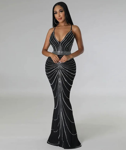 Tori Crystal Dress (Black)