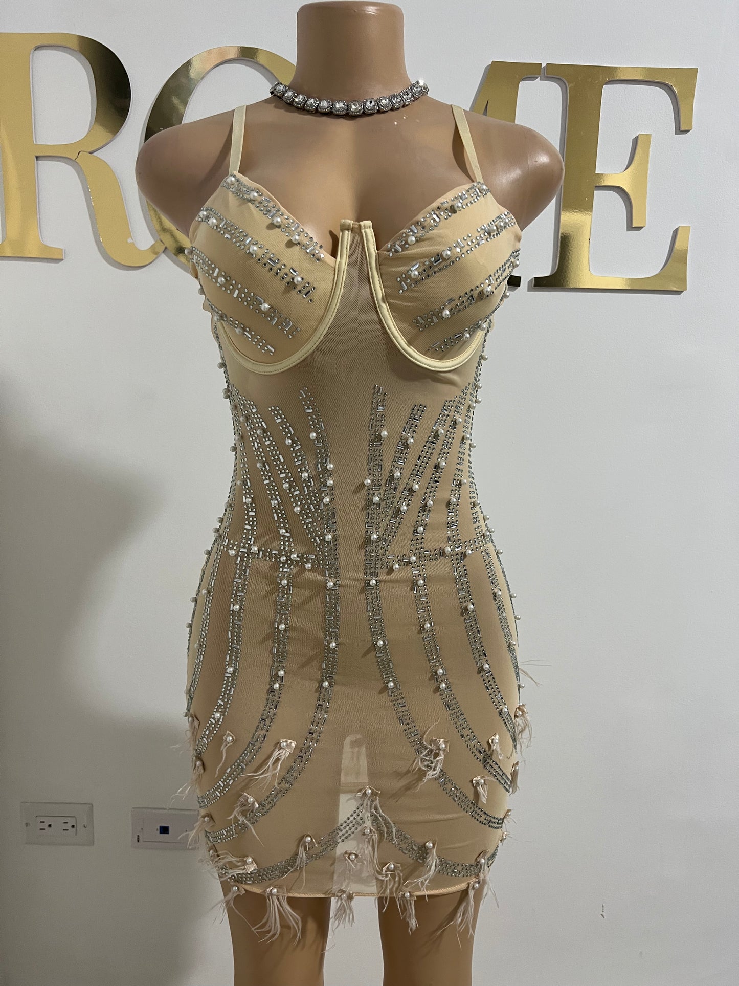 Cherri Vibe Crystal Dress (Nude)