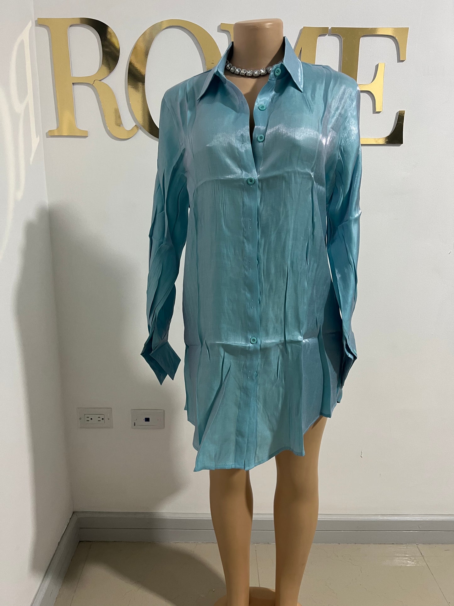 Claire Shirt Dress (Blue)