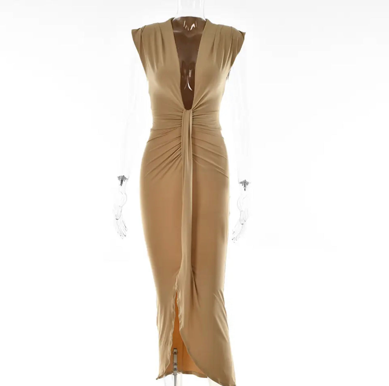Mia Slay Sleeveless Dress (Brown)