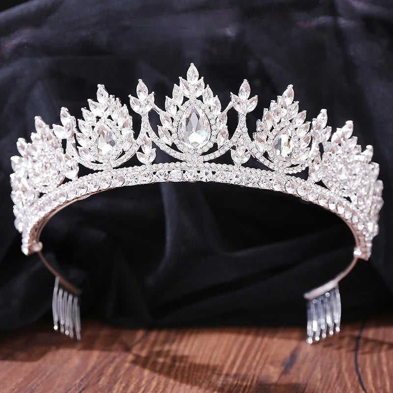 Amri Crystal Tiara Crown (Silver)