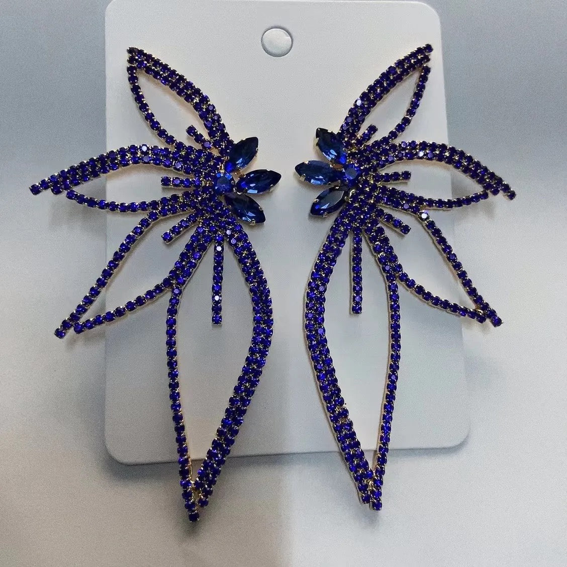 Tinker Crystal Wings Earrings (Blue)