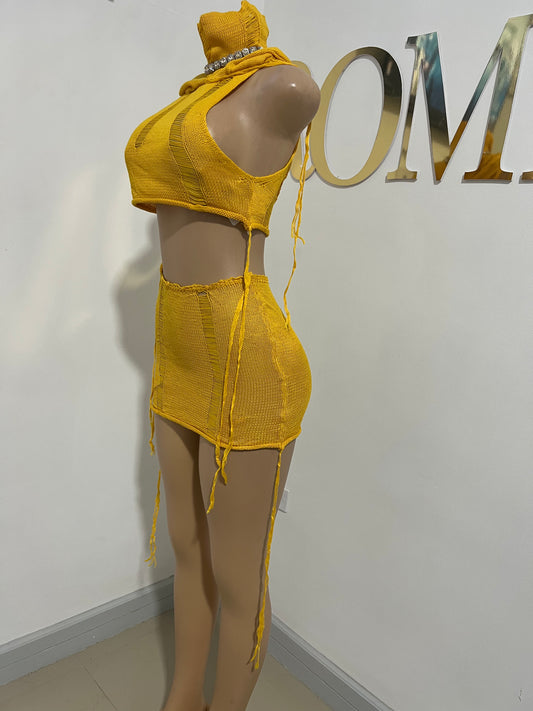 Zuri Hoodie Skirt Set (Yellow)