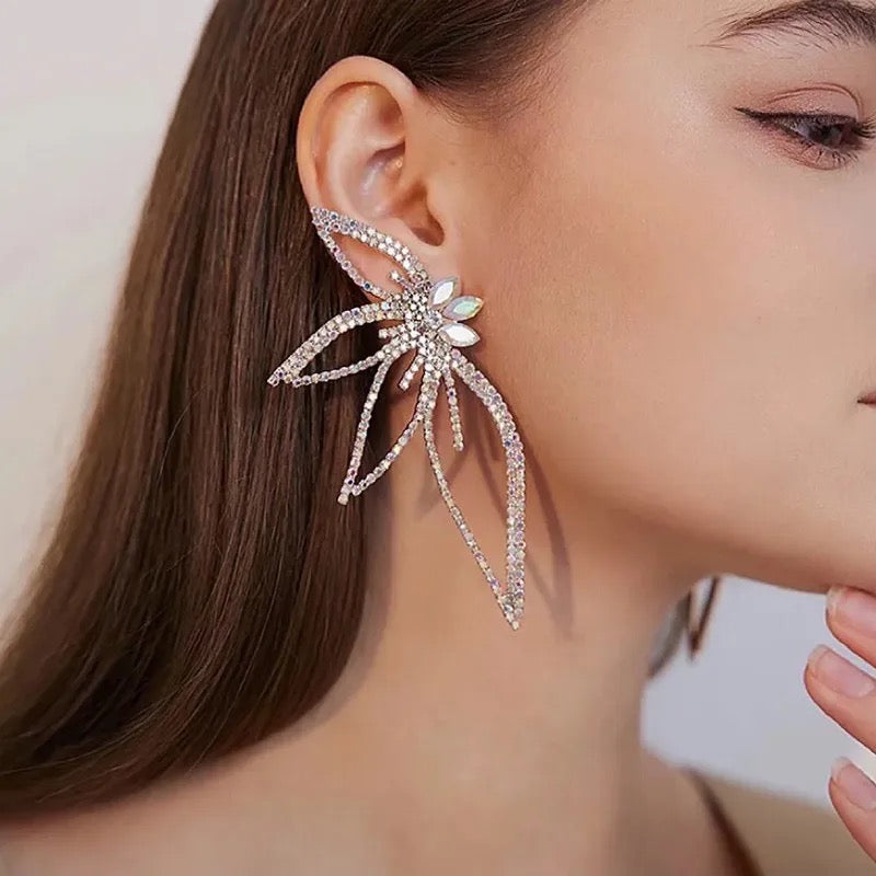 Tinker Crystal Wings Earrings (Silver)